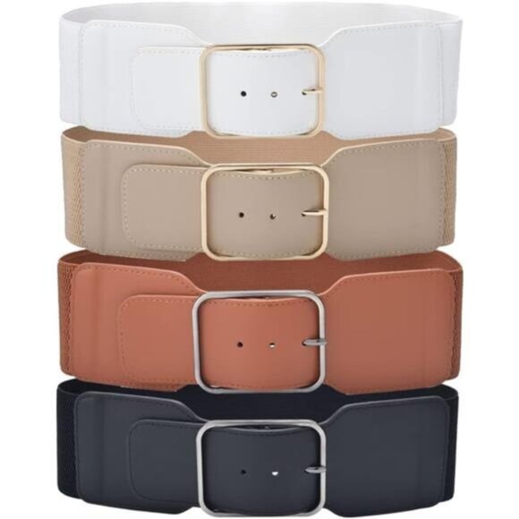 Women's Wide Stretchy Belt 3 Inch khaki - Picture 5 of 5